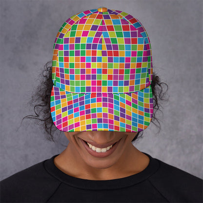 Rainbow Squares Pattern Print Baseball Cap