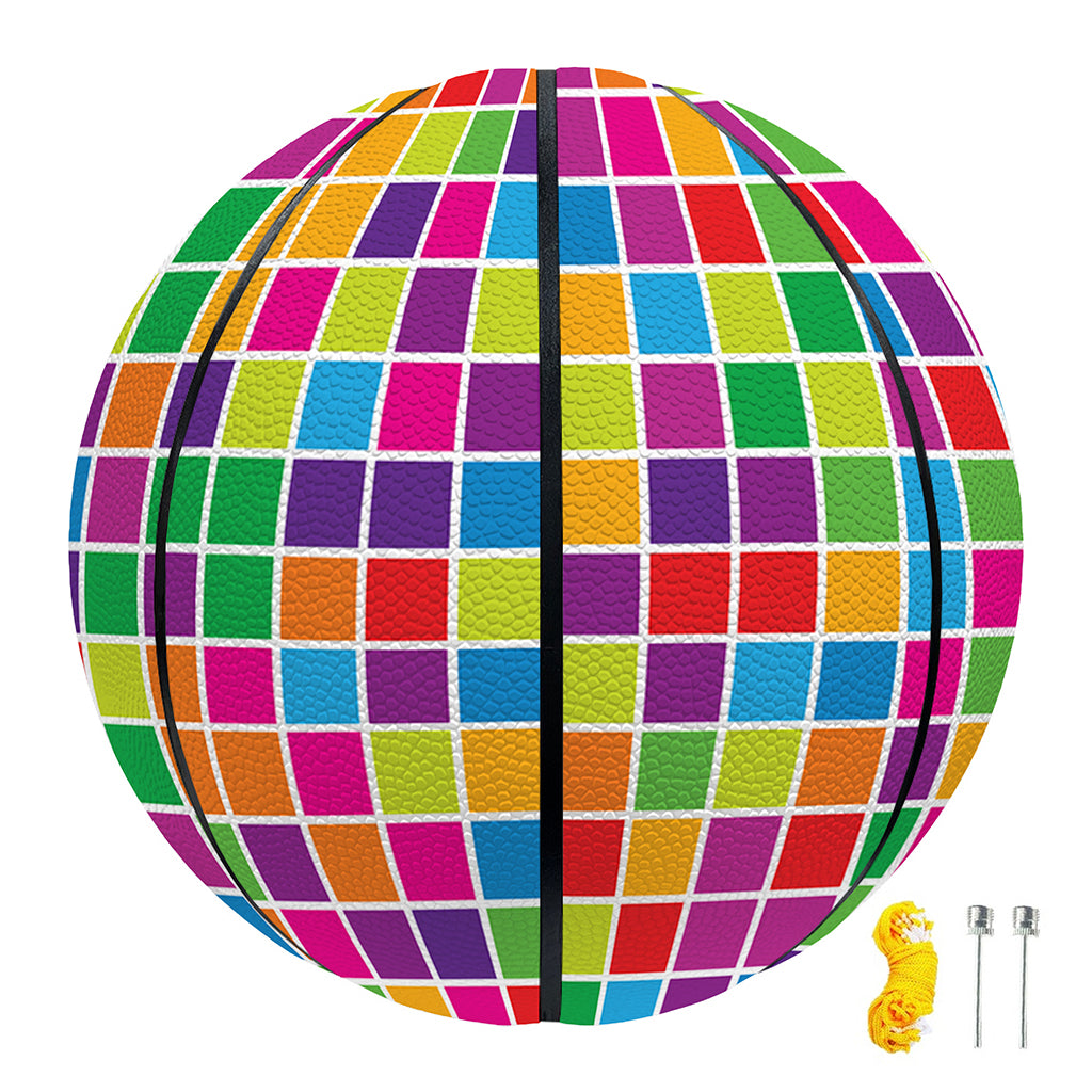 Rainbow Squares Pattern Print Basketball