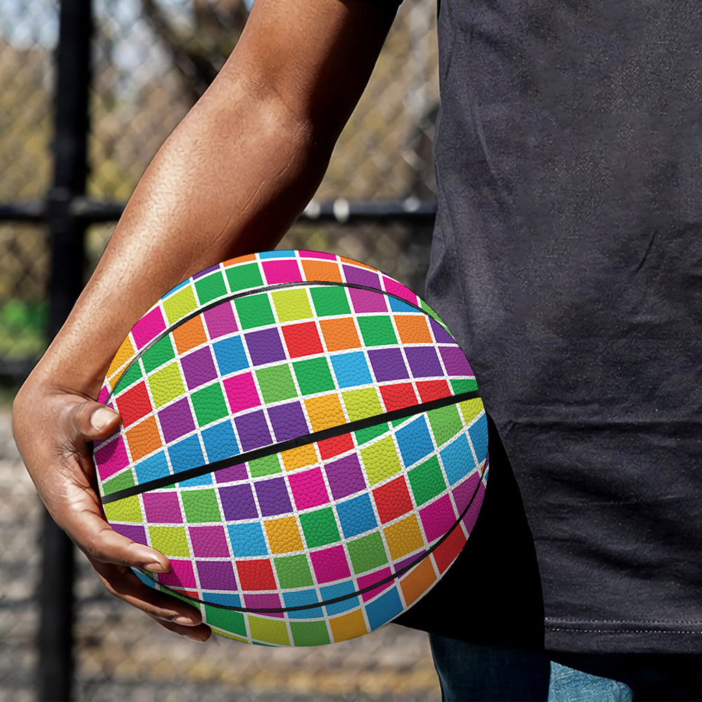 Rainbow Squares Pattern Print Basketball