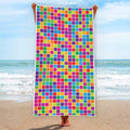 Rainbow Squares Pattern Print Beach Towel