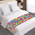 Rainbow Squares Pattern Print Bed Runner