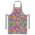 Rainbow Squares Pattern Print Bib Apron With Pocket