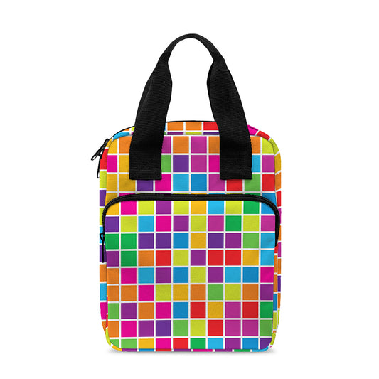 Rainbow Squares Pattern Print Bible Tote Bag