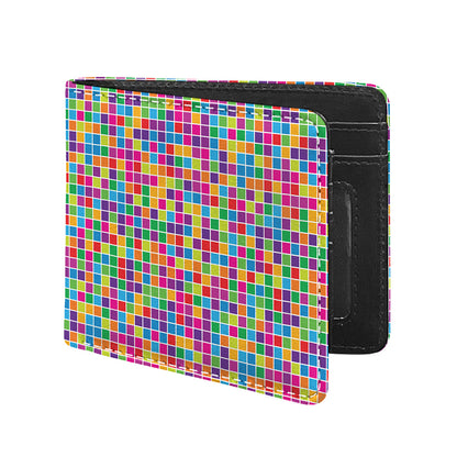 Rainbow Squares Pattern Print Bifold Wallet