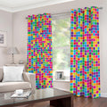 Rainbow Squares Pattern Print Dimout Grommet Curtains
