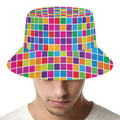 Rainbow Squares Pattern Print Bucket Hat