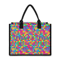 Rainbow Squares Pattern Print Canvas Tote Bag