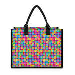 Rainbow Squares Pattern Print Canvas Tote Bag