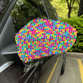 Rainbow Squares Pattern Print Car Side Mirror Covers