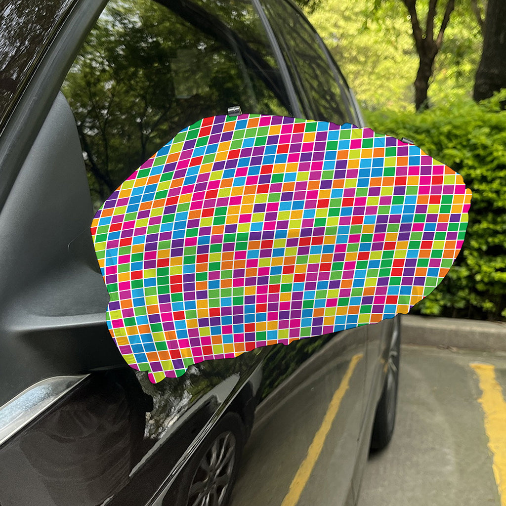 Rainbow Squares Pattern Print Car Side Mirror Covers