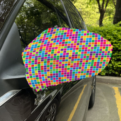 Rainbow Squares Pattern Print Car Side Mirror Covers