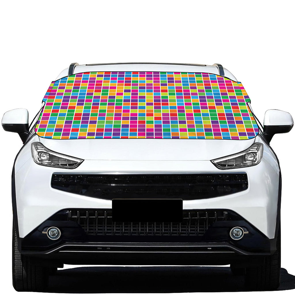 Rainbow Squares Pattern Print Car Windshield Snow Cover