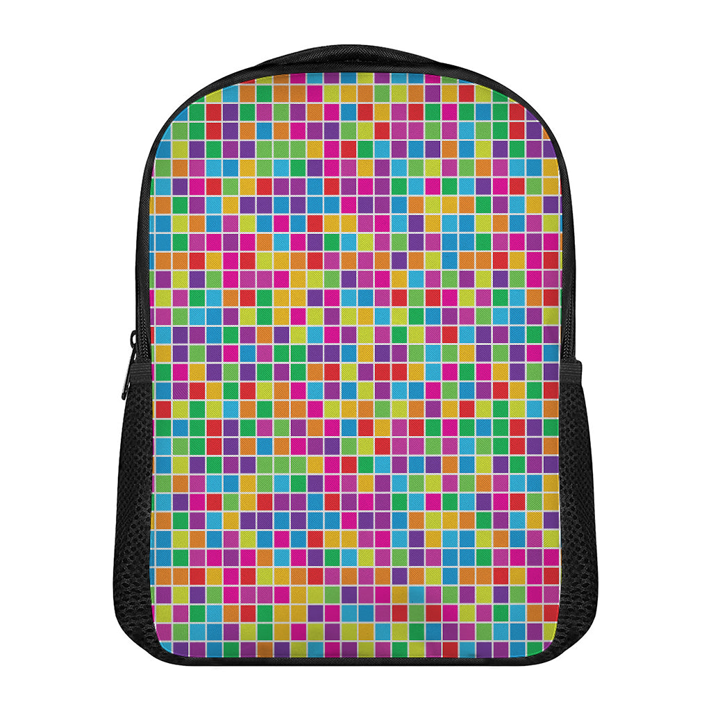 Rainbow Squares Pattern Print Casual Backpack