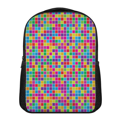 Rainbow Squares Pattern Print Casual Backpack