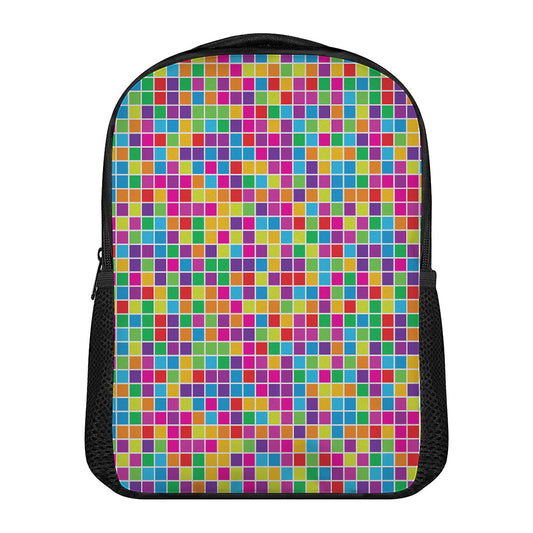 Rainbow Squares Pattern Print Casual Backpack