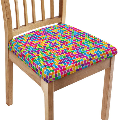Rainbow Squares Pattern Print Chair Cushion Cover
