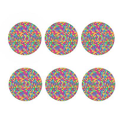 Rainbow Squares Pattern Print Coaster Set