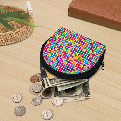 Rainbow Squares Pattern Print Coin Purse