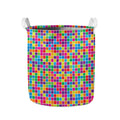 Rainbow Squares Pattern Print Collapsible Laundry Basket
