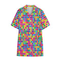 Rainbow Squares Pattern Print Cotton Hawaiian Shirt