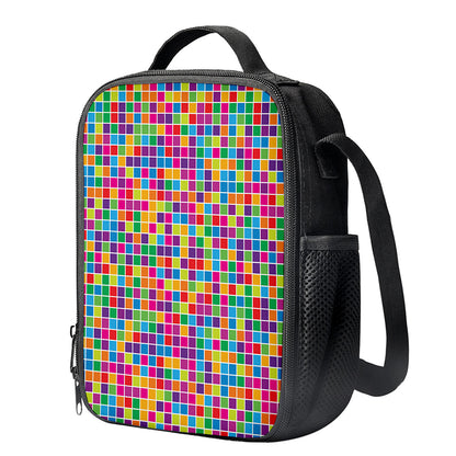 Rainbow Squares Pattern Print Crossbody Lunch Bag