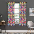 Rainbow Squares Pattern Print Grommet Curtain Panels