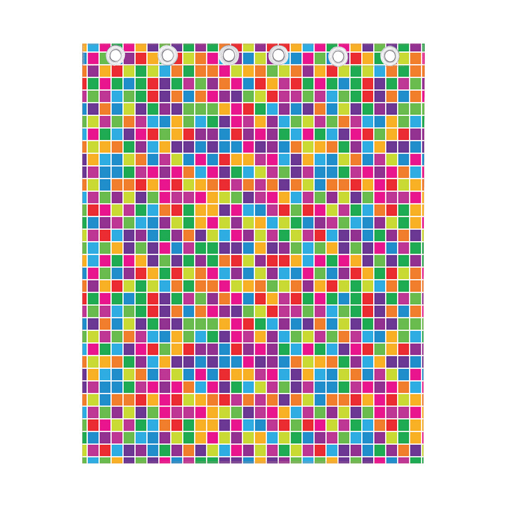 Rainbow Squares Pattern Print Curtain