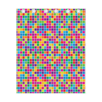 Rainbow Squares Pattern Print Curtain