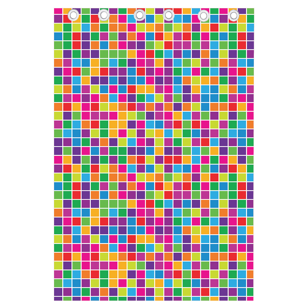 Rainbow Squares Pattern Print Curtain