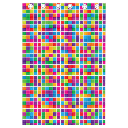 Rainbow Squares Pattern Print Curtain