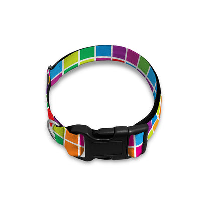 Rainbow Squares Pattern Print Dog Collar