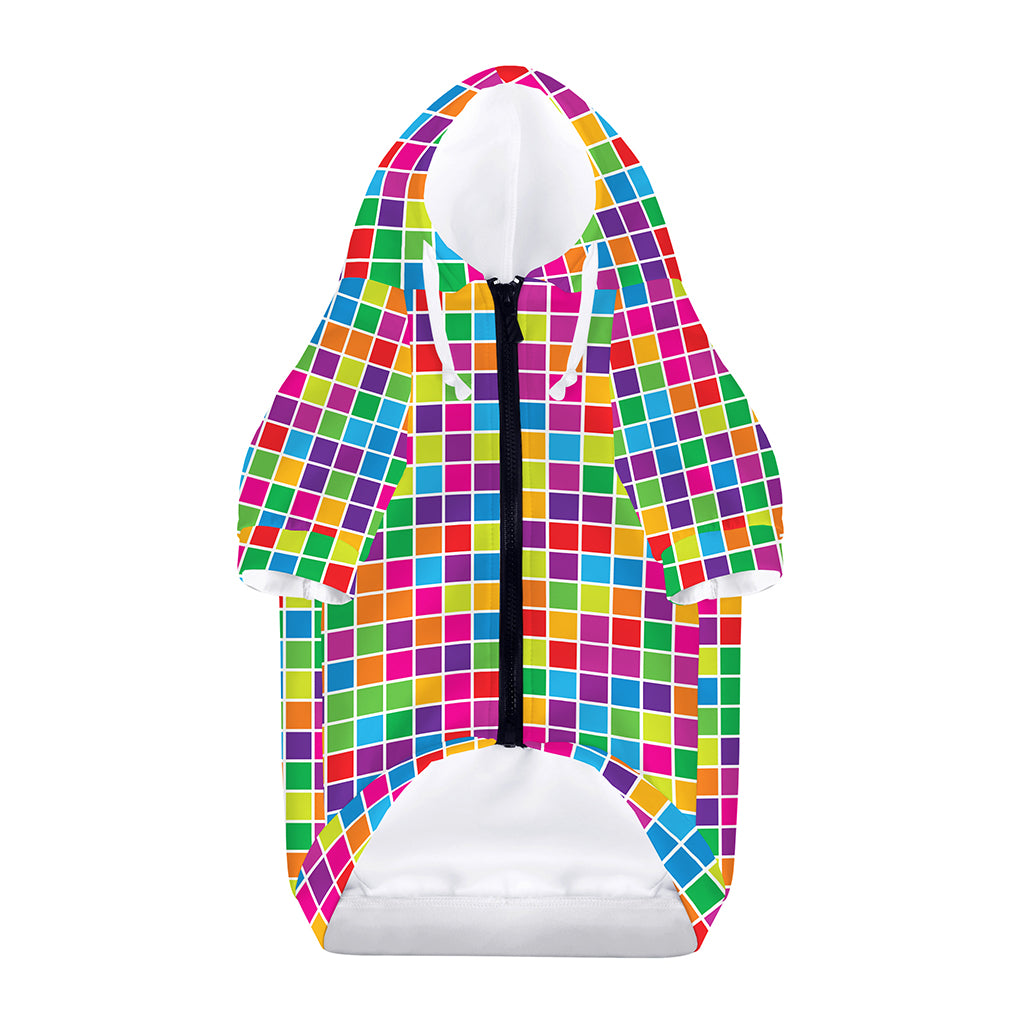 Rainbow Squares Pattern Print Dog Zip Up Hoodie