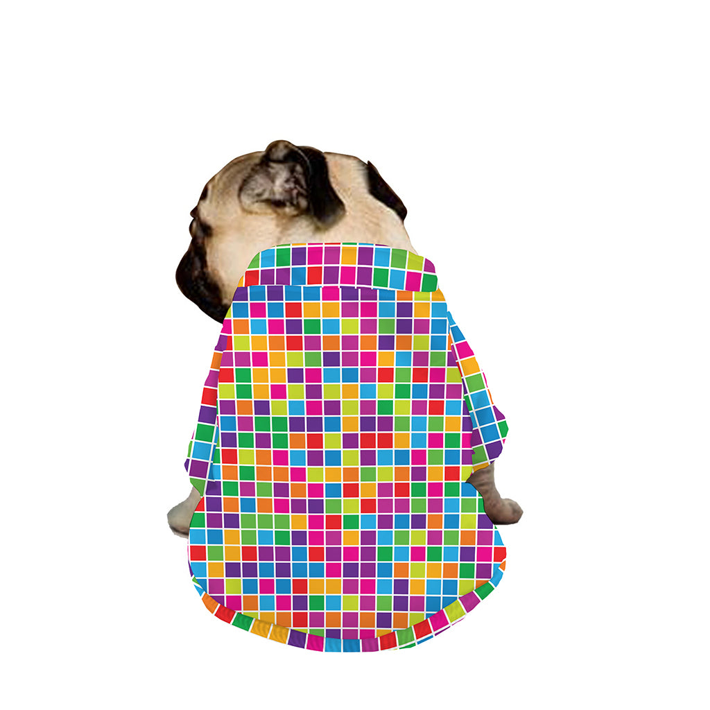 Rainbow Squares Pattern Print Dog Zip Up Jacket