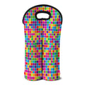 Rainbow Squares Pattern Print Double Neoprene Wine Tote