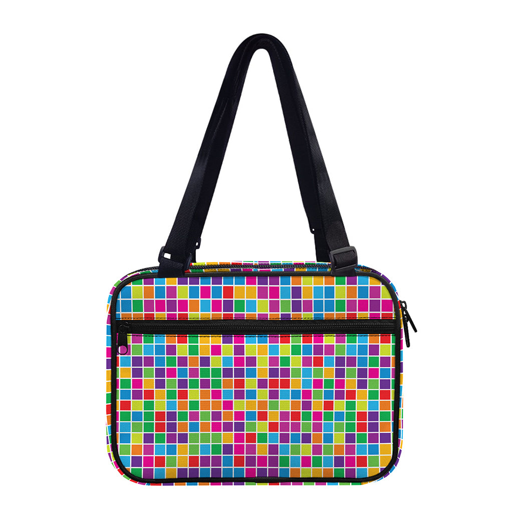 Rainbow Squares Pattern Print Double Strap Bible Bag