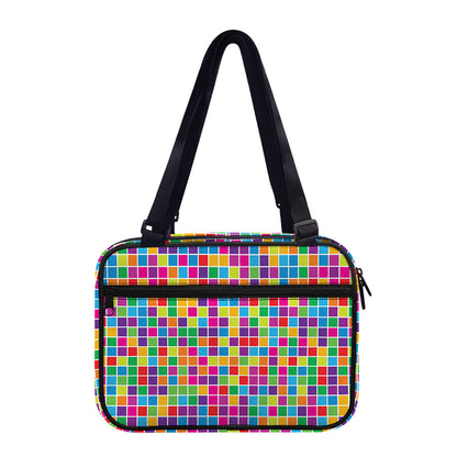 Rainbow Squares Pattern Print Double Strap Bible Bag