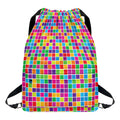 Rainbow Squares Pattern Print Drawstring Backpack