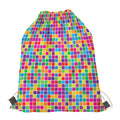 Rainbow Squares Pattern Print Drawstring Bag