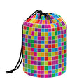 Rainbow Squares Pattern Print Drawstring Makeup Bag