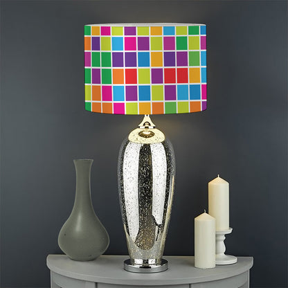 Rainbow Squares Pattern Print Drum Lamp Shade