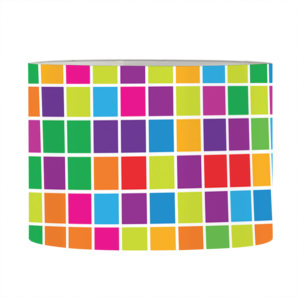 Rainbow Squares Pattern Print Drum Lamp Shade