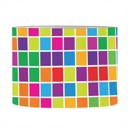 Rainbow Squares Pattern Print Drum Lamp Shade