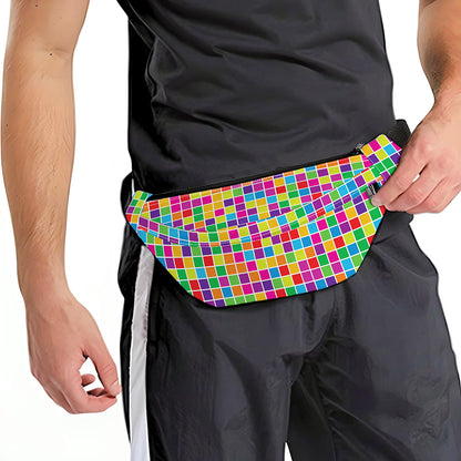 Rainbow Squares Pattern Print Fanny Pack