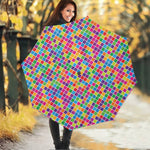 Rainbow Squares Pattern Print Foldable Umbrella