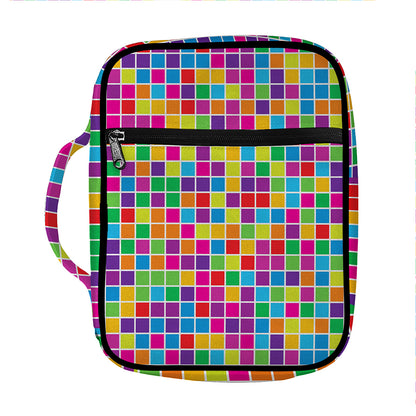 Rainbow Squares Pattern Print Front Pocket Bible Bag
