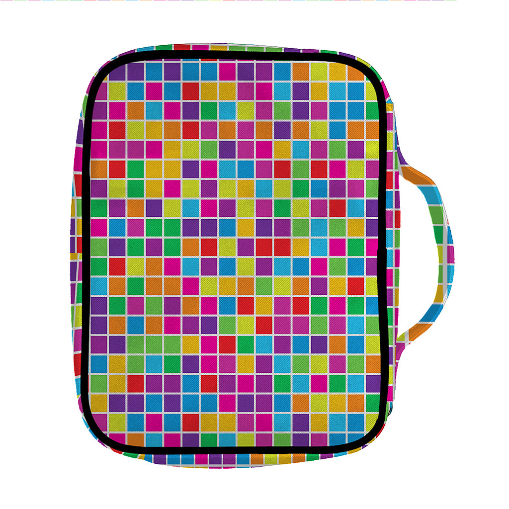 Rainbow Squares Pattern Print Front Pocket Bible Bag