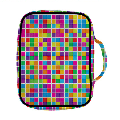 Rainbow Squares Pattern Print Front Pocket Bible Bag