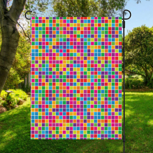 Rainbow Squares Pattern Print Garden Flag