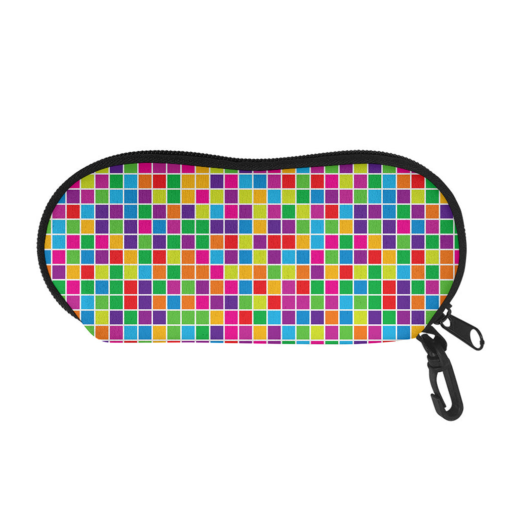 Rainbow Squares Pattern Print Glasses Case