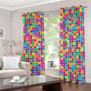 Rainbow Squares Pattern Print Grommet Curtains